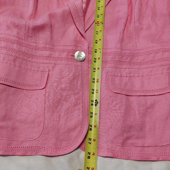 Notations PINK LINEN BLAZER WITH SINGLE BUTTON - 1X - Picture 8 of 8